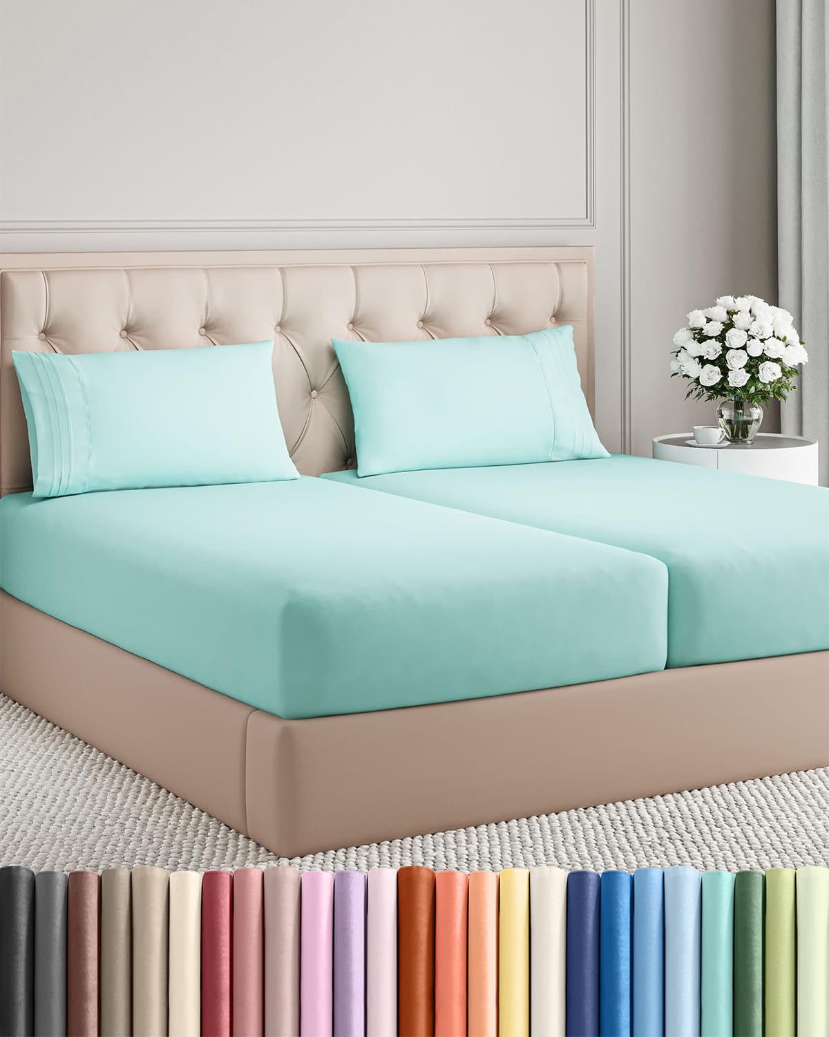 Queen Size 4 Piece Sheet Set - Comfy Breathable & Cooling Sheets - White