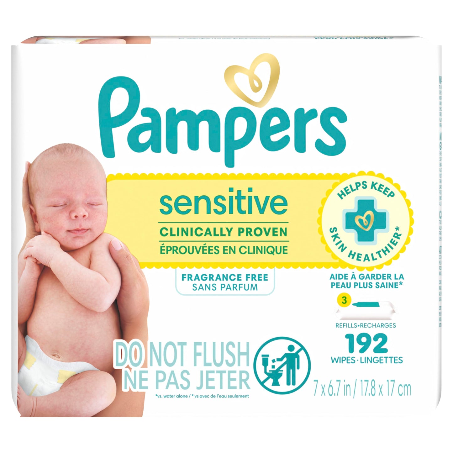 Pampers Sensitive Baby Wipes, Clinically Proven, Fragrance Free, Unscented, Water Based, Hypoallergenic, Multi-Use, Hand Wipes 1008 Wipes Total (18X Flip-Top Packs) [Packaging May Vary]