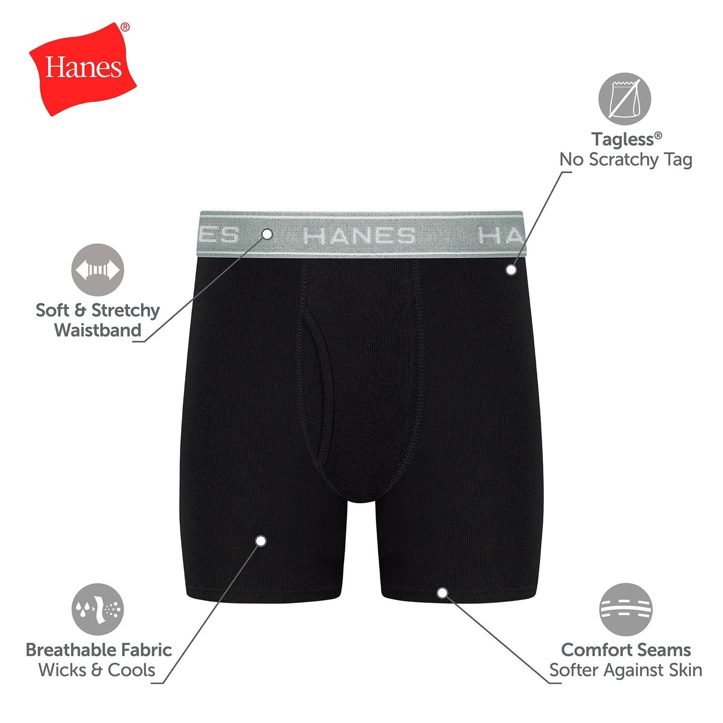 Hanes Boys' Underwear Boxer Briefs Or Briefs Pack, 8 Or 12 Pack, Cotton Stretch Underwear for Boys & Toddler Boys