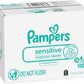 Pampers Sensitive Baby Wipes, Clinically Proven, Fragrance Free, Unscented, Water Based, Hypoallergenic, Multi-Use, Hand Wipes 1008 Wipes Total (18X Flip-Top Packs) [Packaging May Vary]