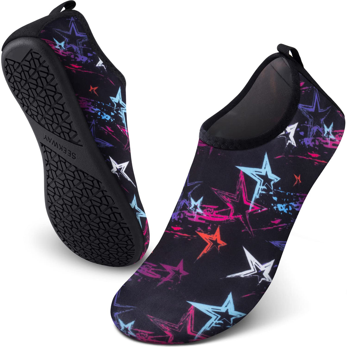 SEEKWAY Water Shoes Quick-Dry Aqua Socks Barefoot Slip-on for Beach Pool Swim River Yoga Lake Surf Women Men Black SK001