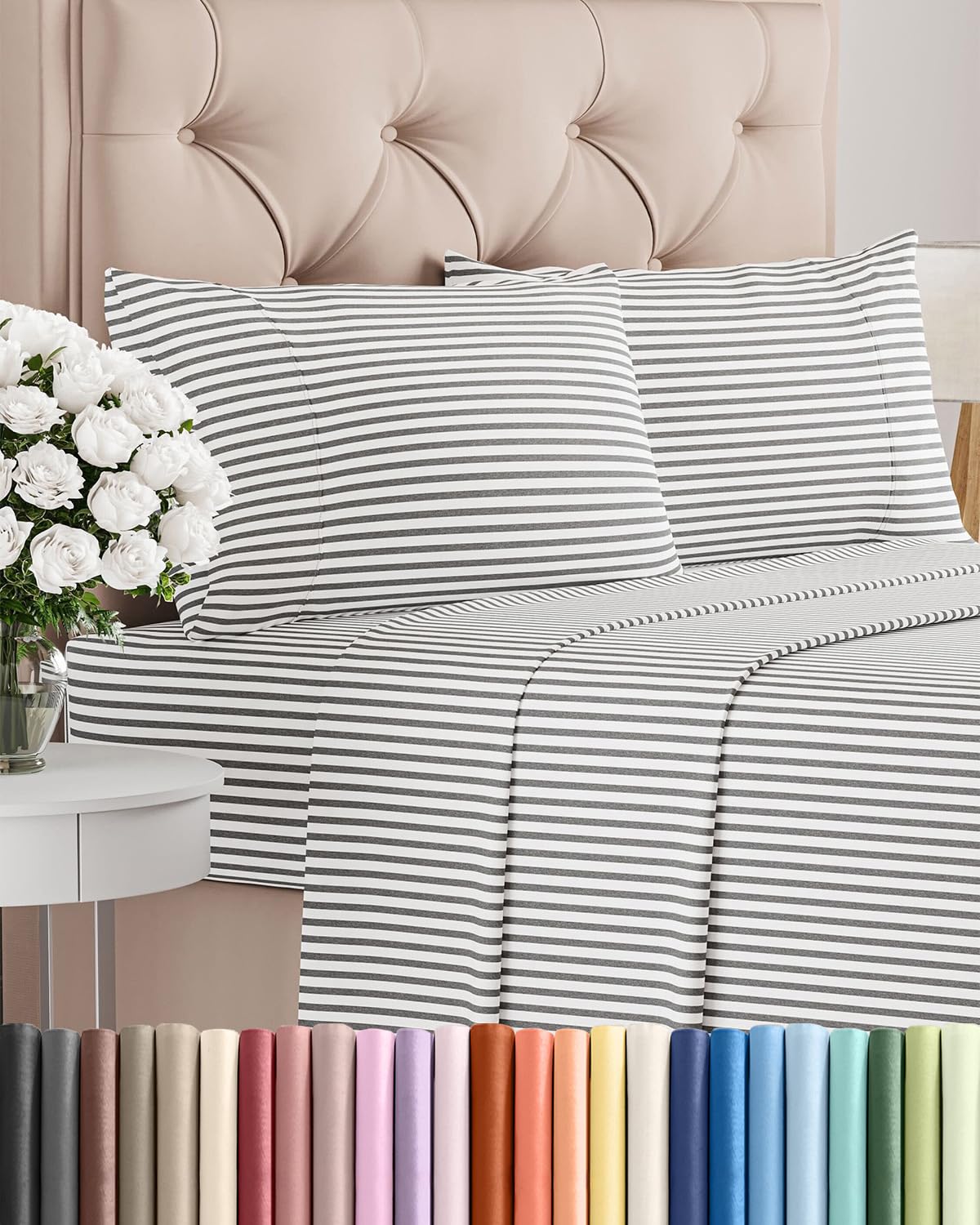 Queen Size 4 Piece Sheet Set - Comfy Breathable & Cooling Sheets - White