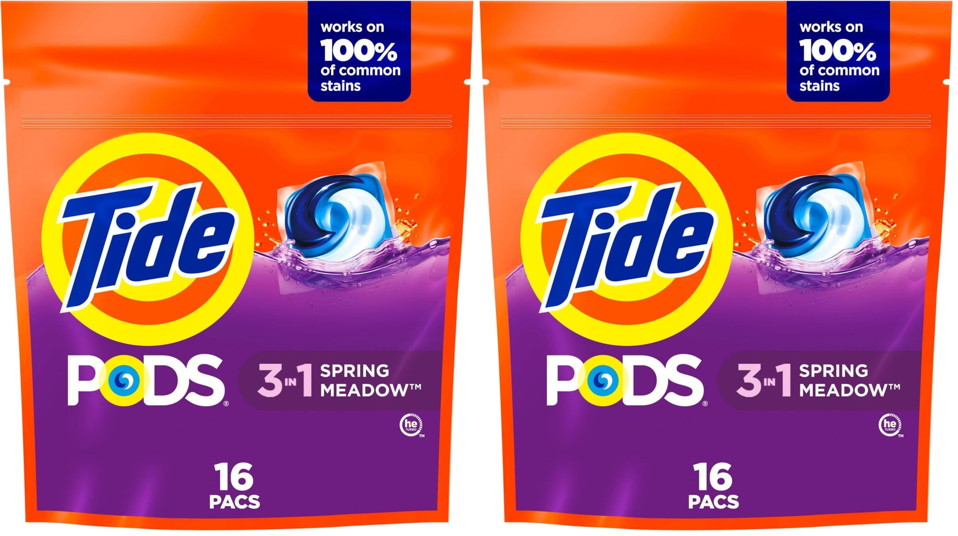 Tide PODS laundry detergent pacs, 3-in-1 Stain Remover, Odor Fighter, Color ProteCountor, 76 Count, HE compatible, Spring Meadow Scent