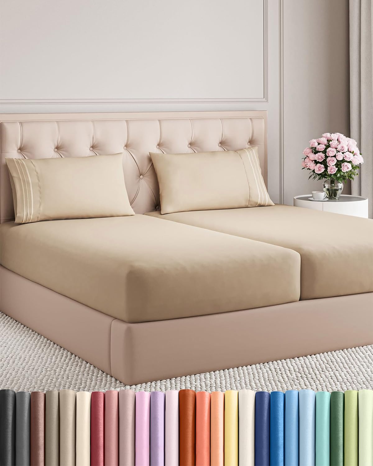 Queen Size 4 Piece Sheet Set - Comfy Breathable & Cooling Sheets - White