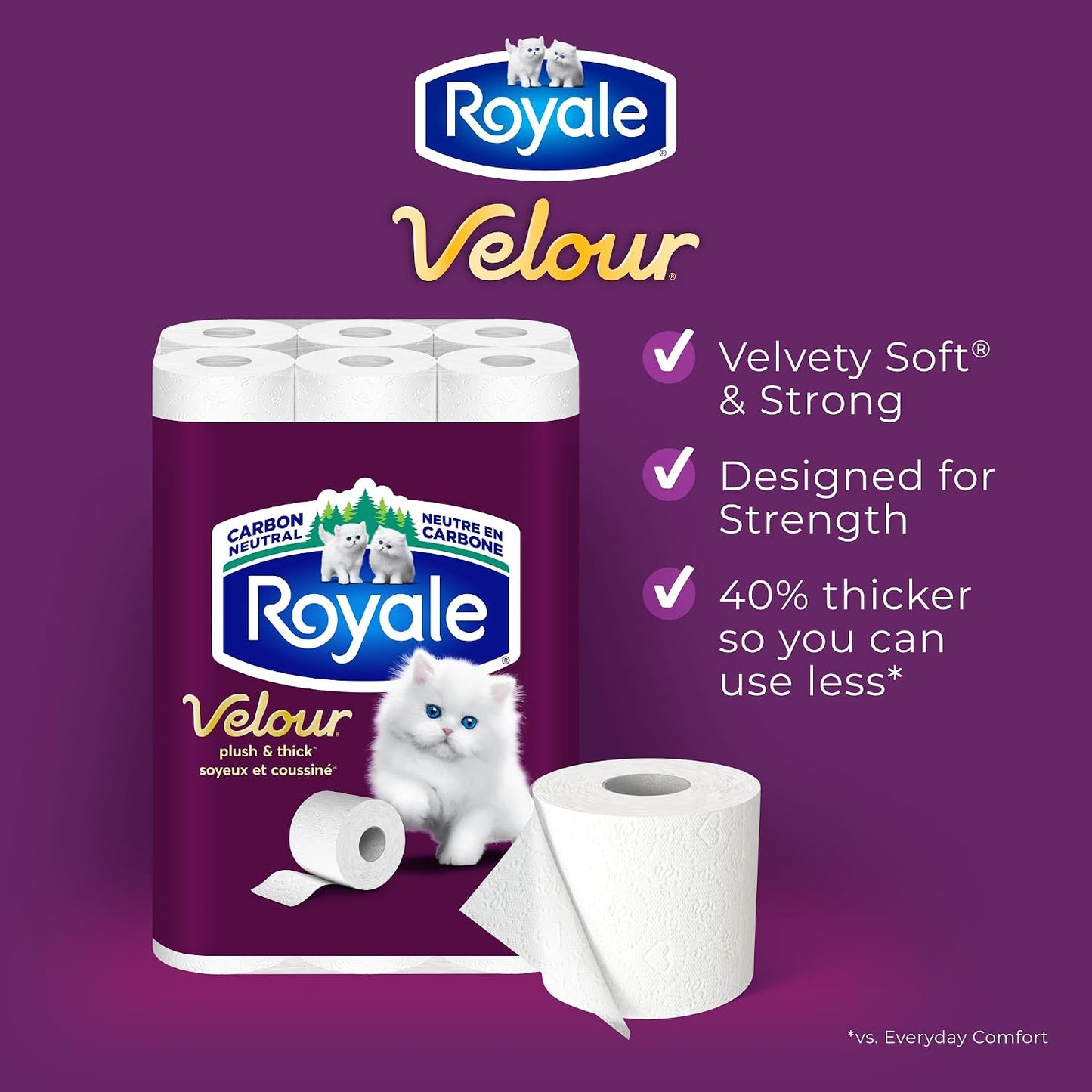 Royale Velour Toilet Paper, 12 Equal 24 Rolls, 142 Bathroom Tissues per roll