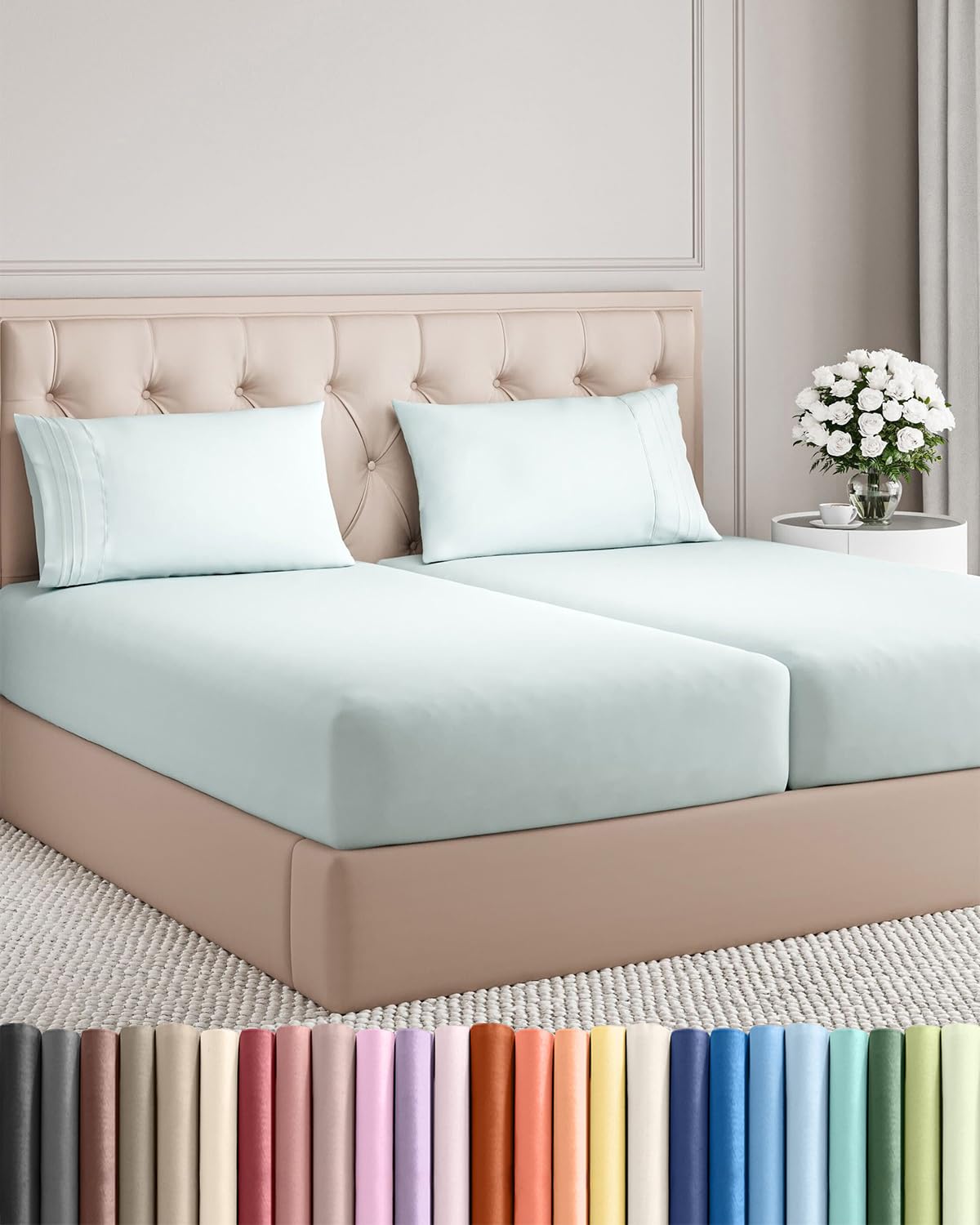Queen Size 4 Piece Sheet Set - Comfy Breathable & Cooling Sheets - White