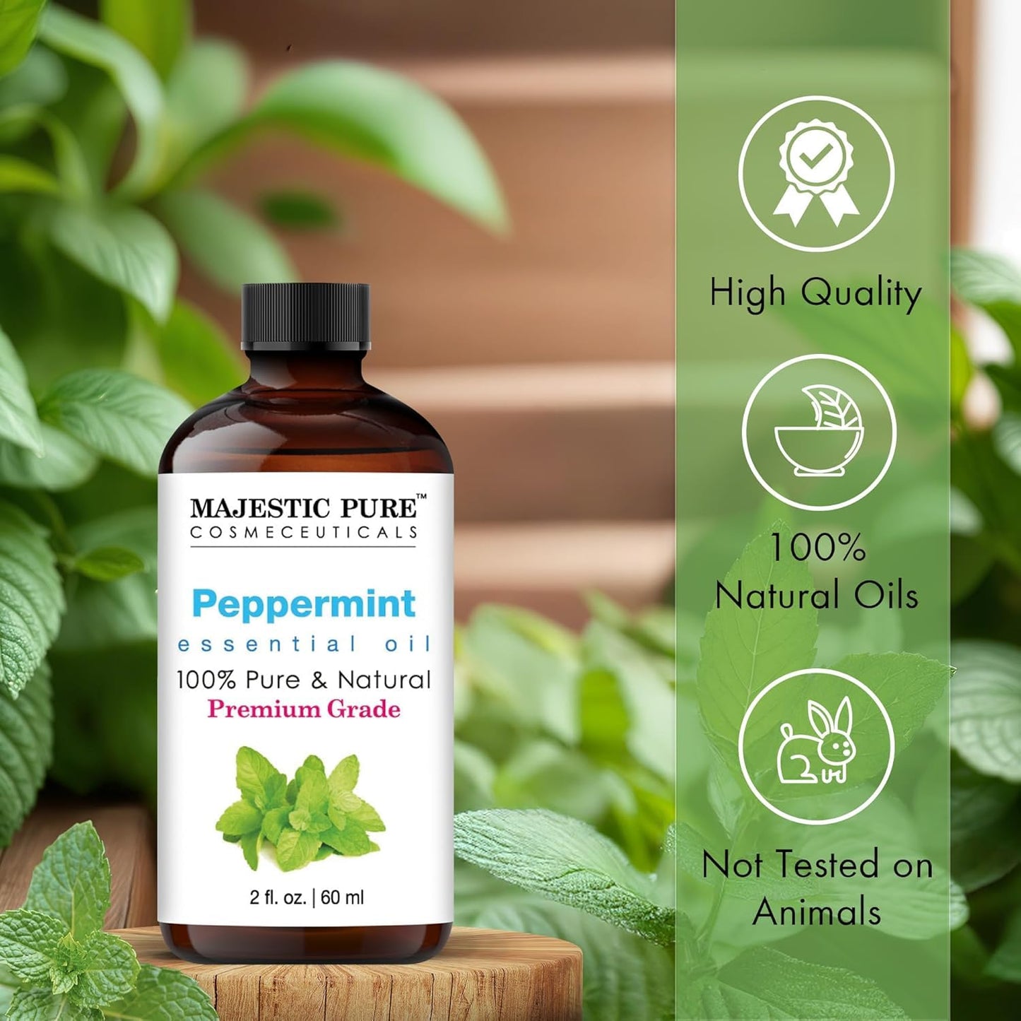 Majestic Pure Peppermint Essential Oil for Diffuser - 4 Fl Oz | 100% Natural Essentials Oils for Aromatherapy, Massage, Steam inhalation, Air Freshing, Soap and Candle Making