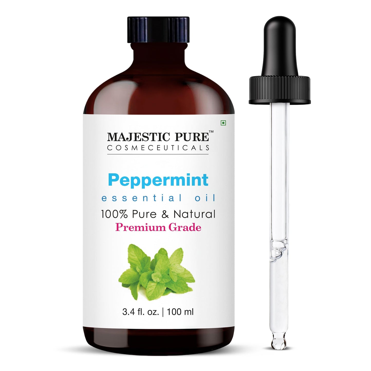 Majestic Pure Peppermint Essential Oil for Diffuser - 4 Fl Oz | 100% Natural Essentials Oils for Aromatherapy, Massage, Steam inhalation, Air Freshing, Soap and Candle Making