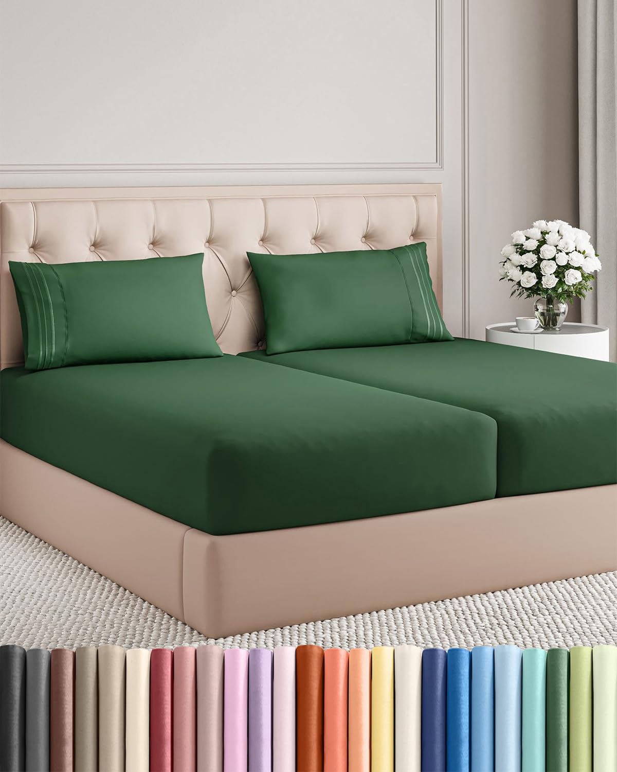 Queen Size 4 Piece Sheet Set - Comfy Breathable & Cooling Sheets - White