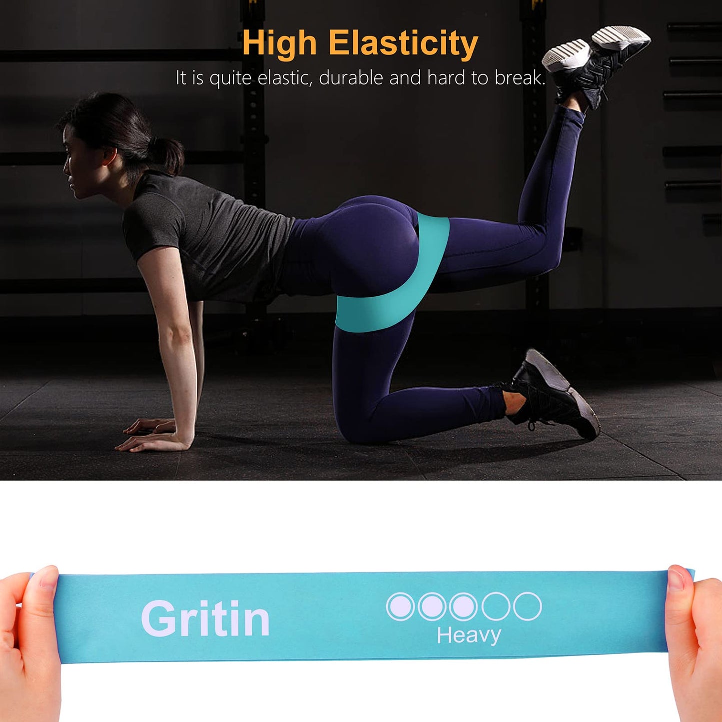 Gritin Resistance Bands, Set of 5 Skin-Friendly Resistance Exercise Band | 5 Different Strength Levels Fitness Bands - Travel Carrying Case Included - Ideal for Home, Gym, Yoga, Training