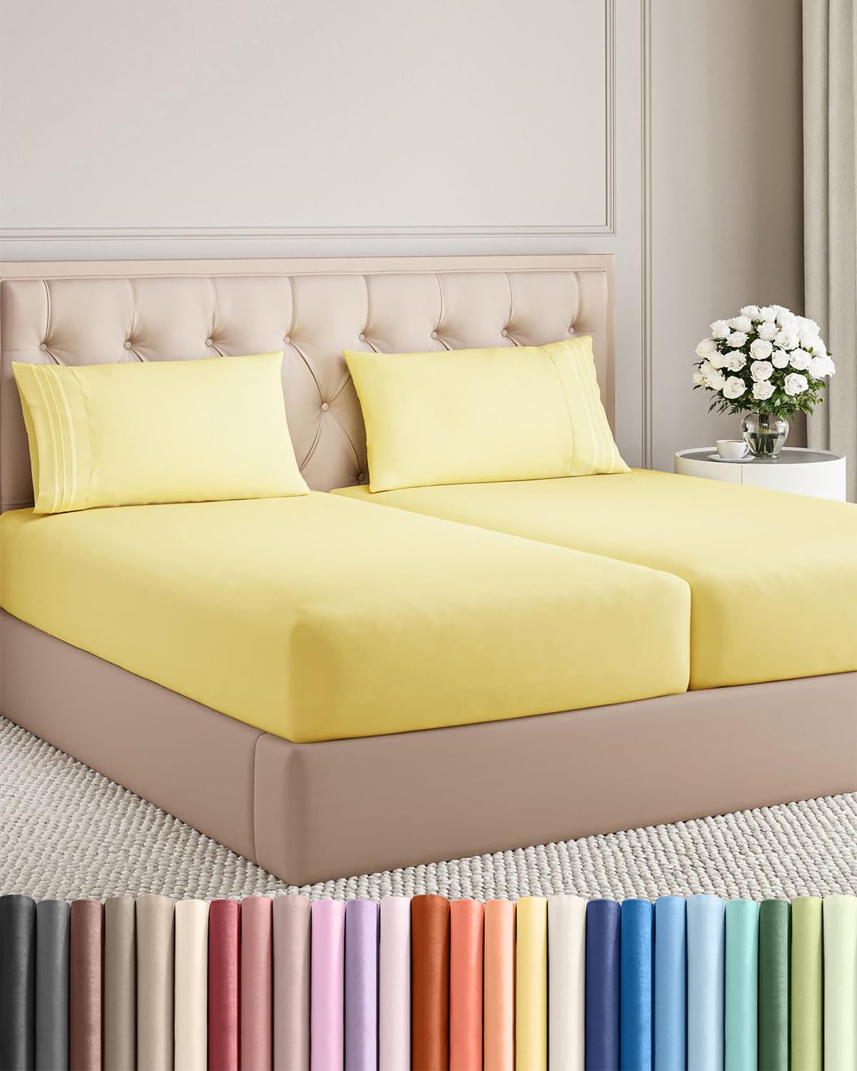 Queen Size 4 Piece Sheet Set - Comfy Breathable & Cooling Sheets - White