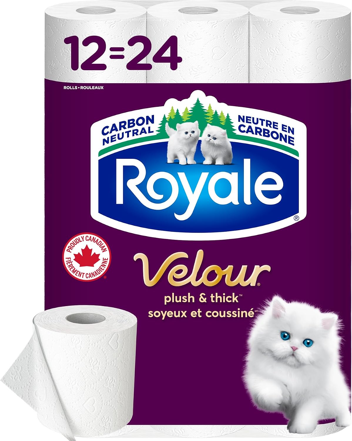 Royale Velour Toilet Paper, 12 Equal 24 Rolls, 142 Bathroom Tissues per roll