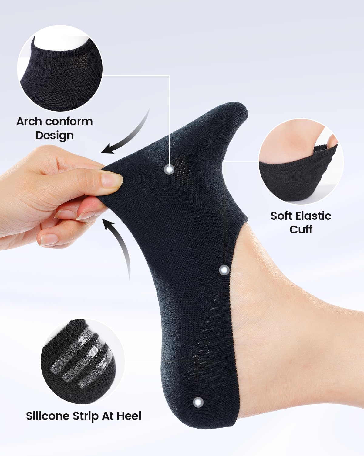 IDEGG Women & Men No Show Low Cut Anti‑Slip Casual Sports Running Socks