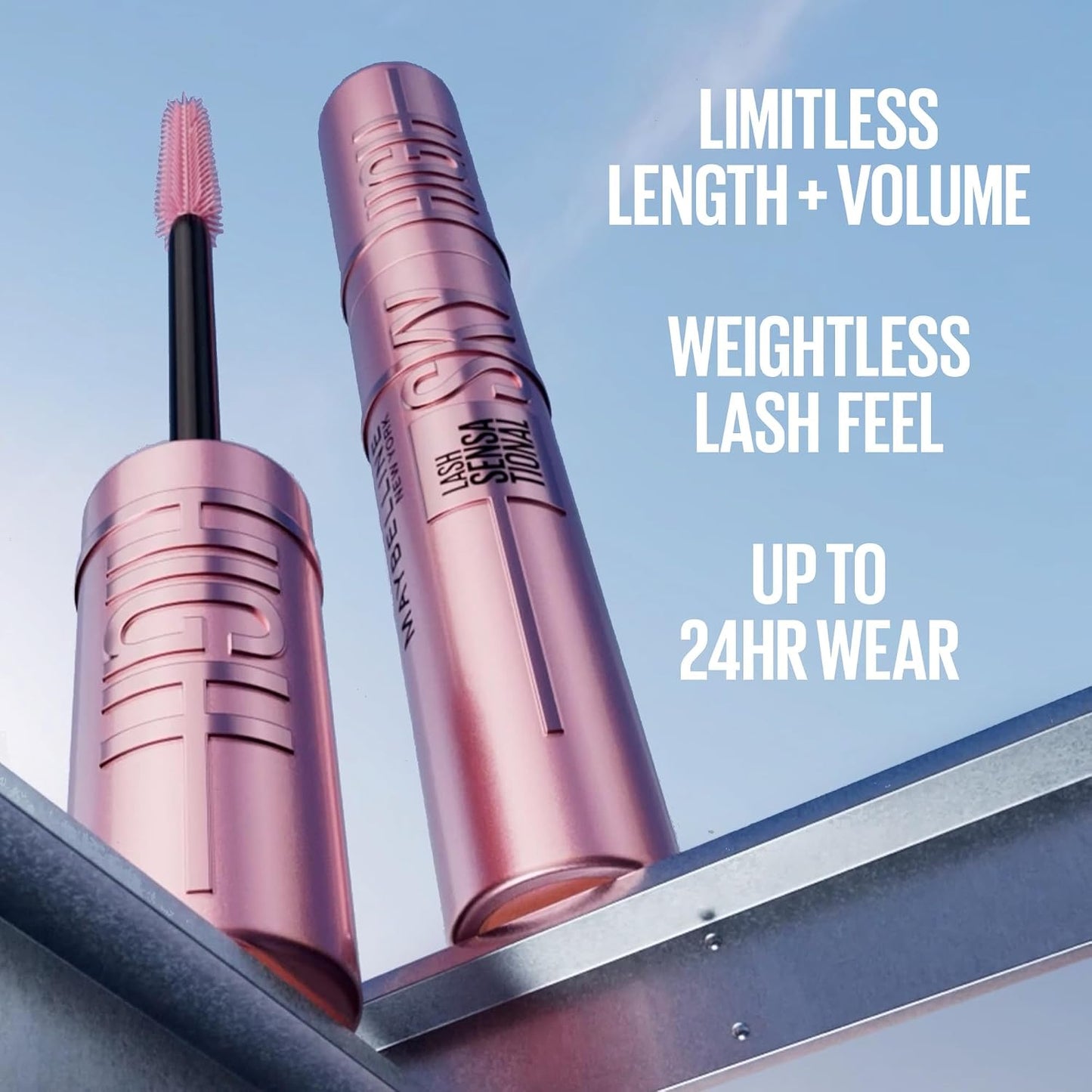 Maybelline New York Lash Sensational Sky High Washable Eyelash Mascara Makeup, Volumizing, Lengthening, Defining, Curling, Multiplying, Buildable Formula, Very Black, 7.2 ml