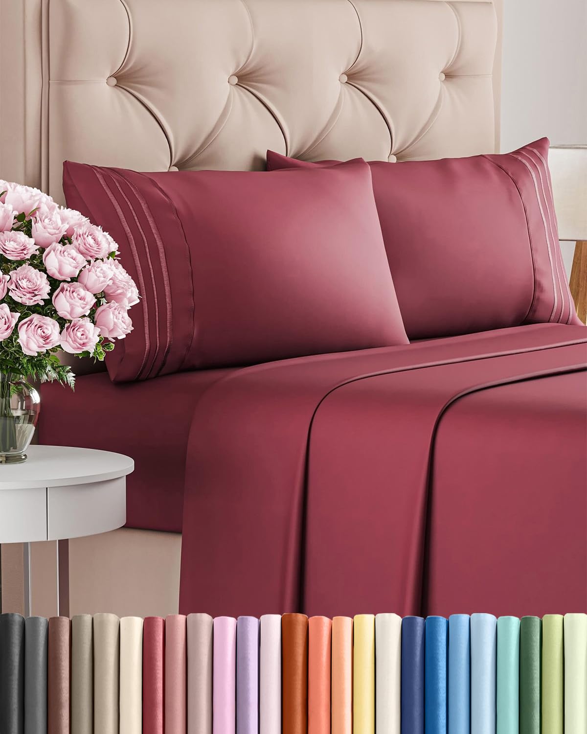 Queen Size 4 Piece Sheet Set - Comfy Breathable & Cooling Sheets - White