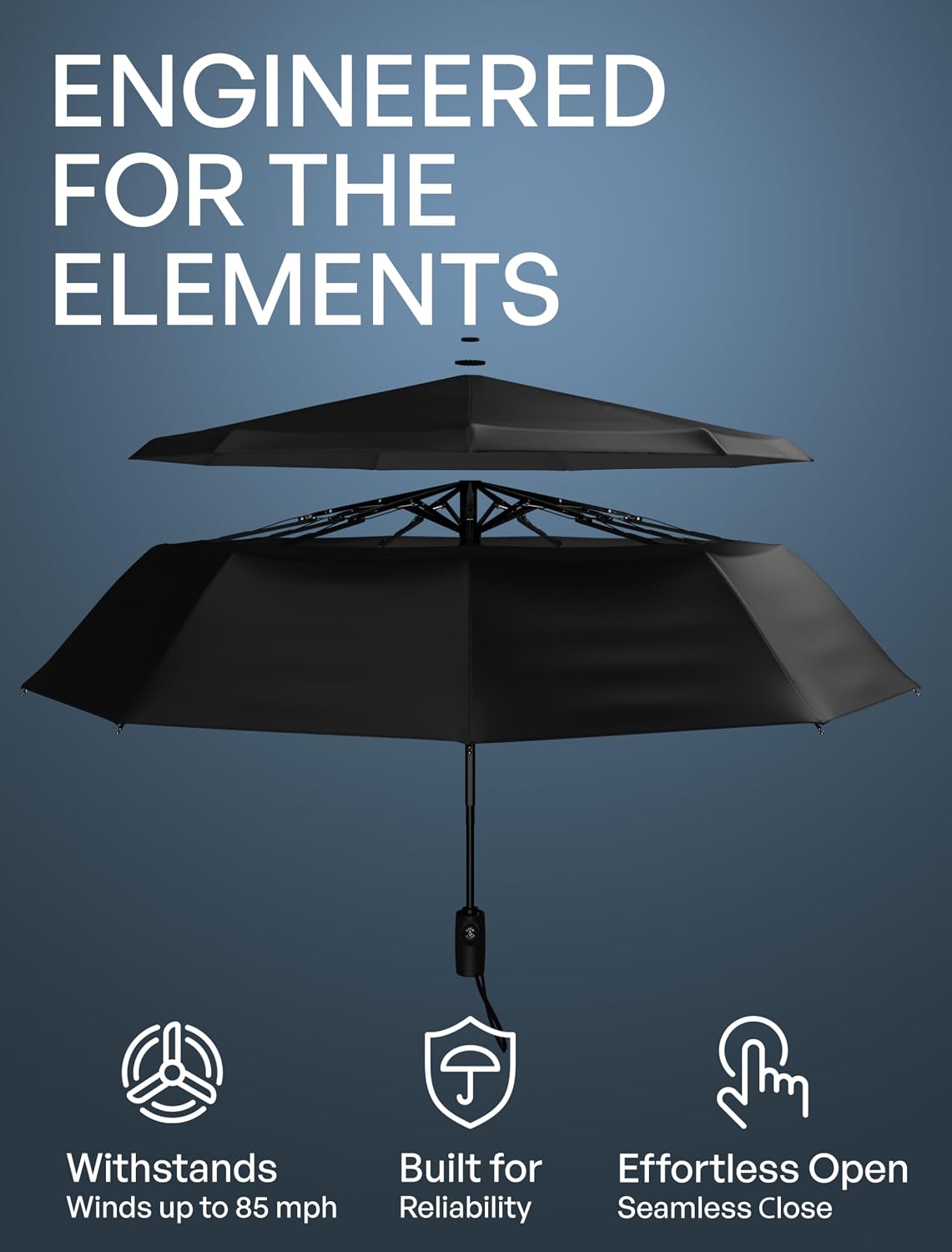 Repel Windproof Travel Umbrella - Compact & Withstands Winds up to 100MPH, Strongest Premium Auto Folding Umbrella for Rain and Sun - Durable, Light & Portable for Women & Men, Fits Backpack & Cars