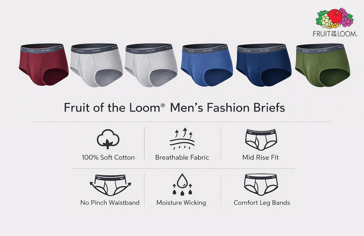 Fruit of the Loom Men's Underwear Briefs, Tag Free & Moisture Wicking