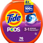 Tide PODS laundry detergent pacs, 3-in-1 Stain Remover, Odor Fighter, Color ProteCountor, 76 Count, HE compatible, Spring Meadow Scent