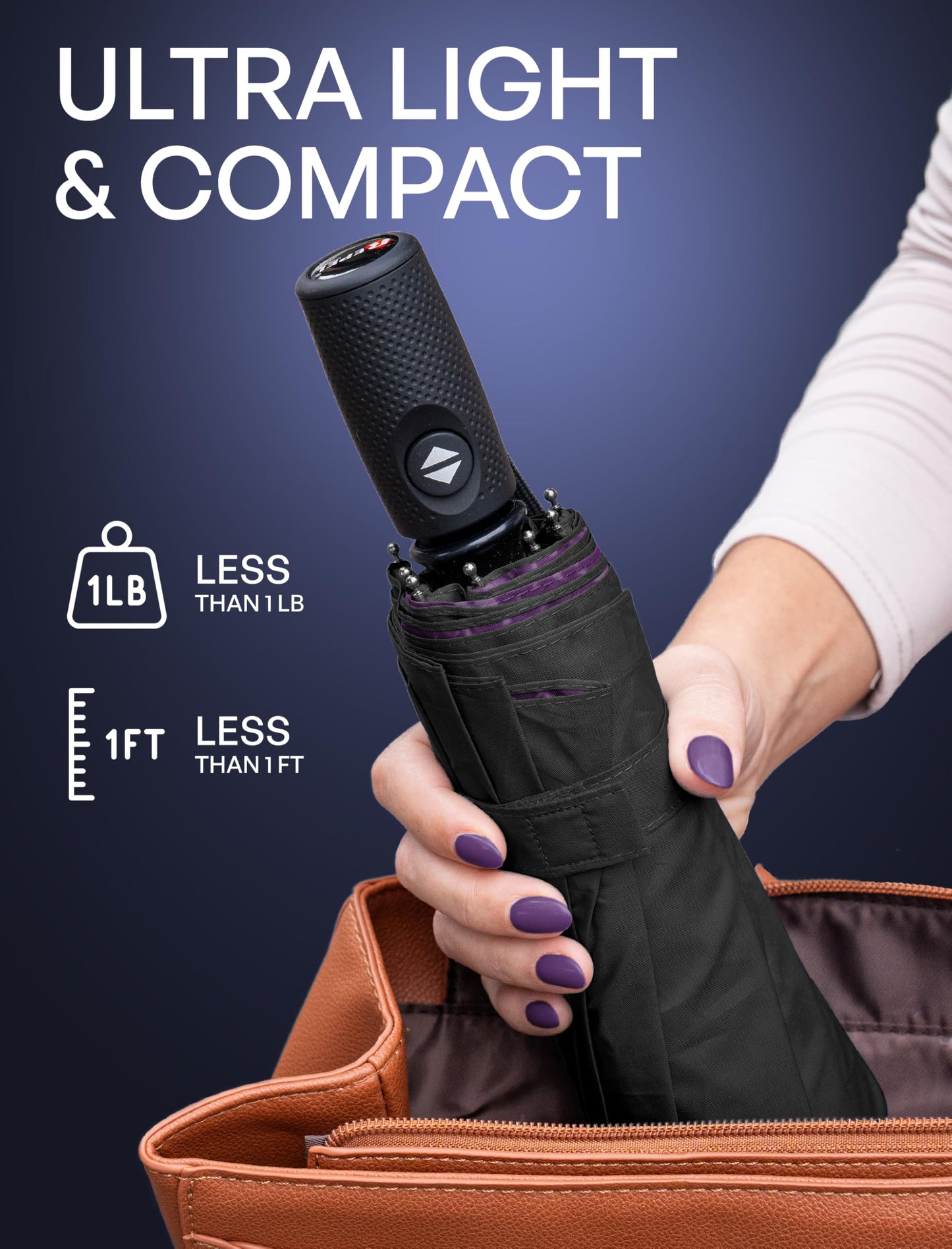 Repel Windproof Travel Umbrella - Compact & Withstands Winds up to 100MPH, Strongest Premium Auto Folding Umbrella for Rain and Sun - Durable, Light & Portable for Women & Men, Fits Backpack & Cars