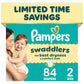 Pampers Swaddlers Diapers, Size 5 (20-37 lbs), 132 Count, Fragrance Free, Hypoallergenic, Absorbent, Pediatrician Recommended, Skin Safe