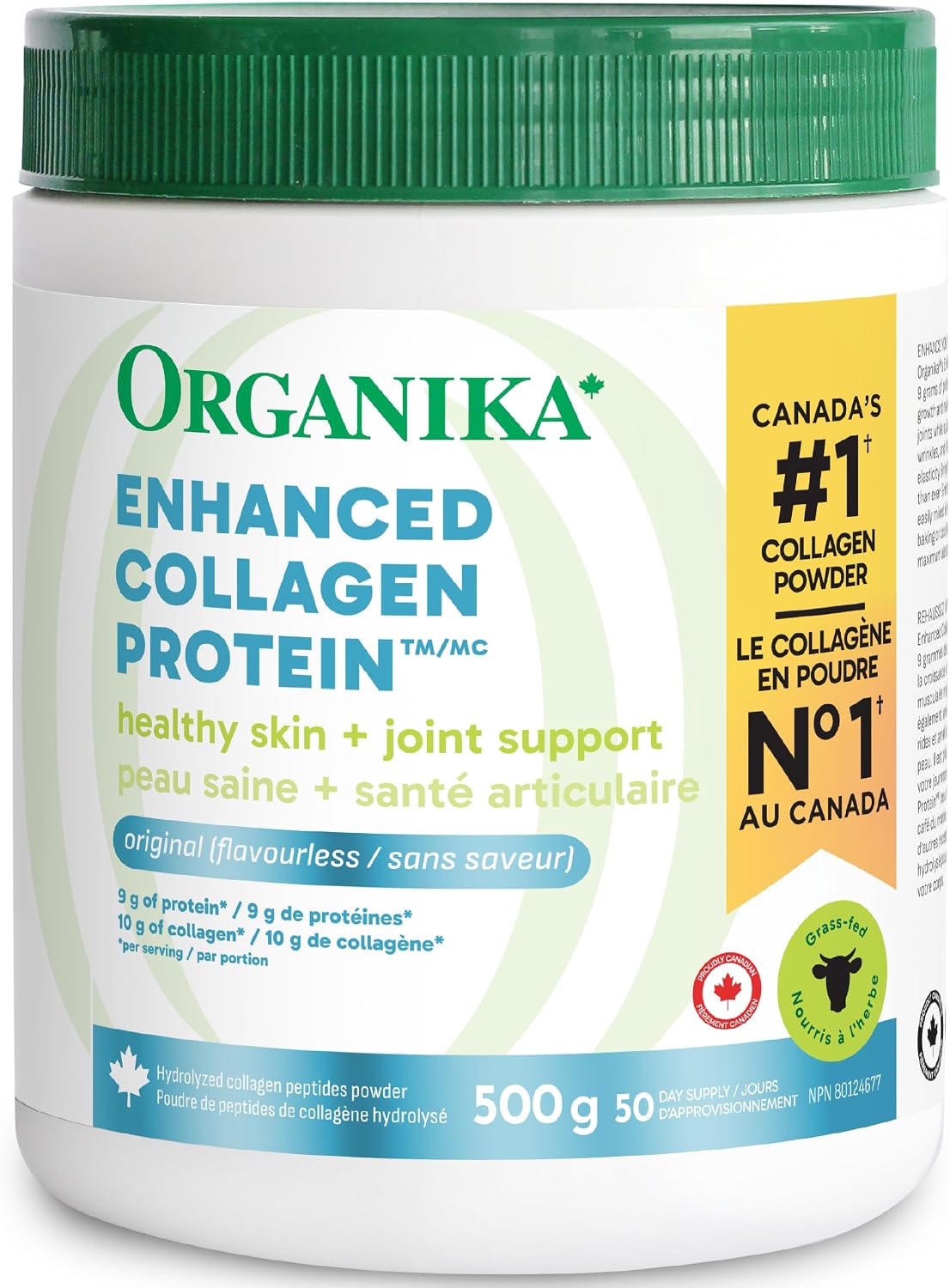 Organika Enhanced Collagen Peptides Powder (Type 1 & 3) | Unflavoured - 500g, 50 servings