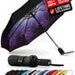 Repel Windproof Travel Umbrella - Compact & Withstands Winds up to 100MPH, Strongest Premium Auto Folding Umbrella for Rain and Sun - Durable, Light & Portable for Women & Men, Fits Backpack & Cars