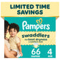 Pampers Swaddlers Diapers, Size 5 (20-37 lbs), 132 Count, Fragrance Free, Hypoallergenic, Absorbent, Pediatrician Recommended, Skin Safe