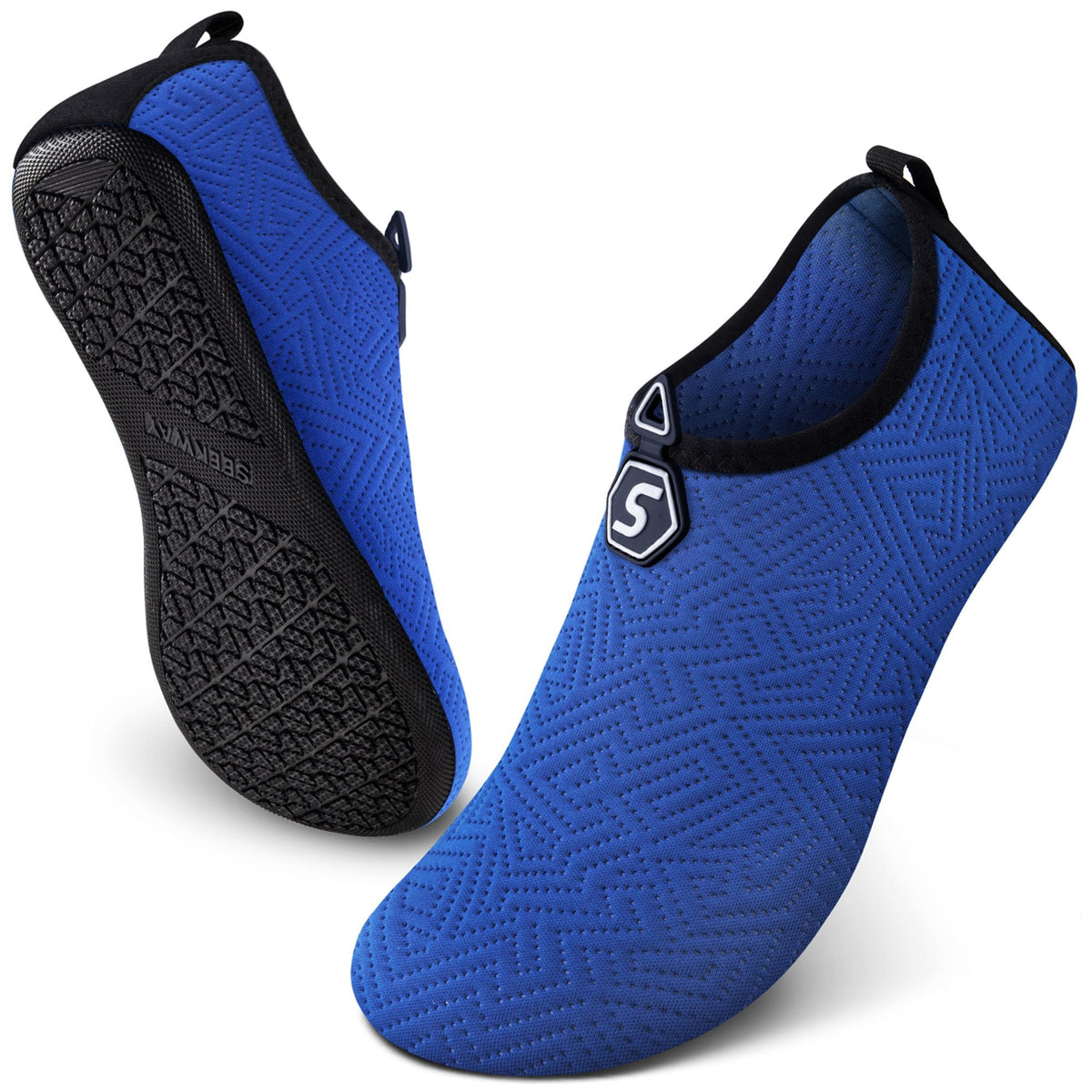 SEEKWAY Water Shoes Quick-Dry Aqua Socks Barefoot Slip-on for Beach Pool Swim River Yoga Lake Surf Women Men Black SK001
