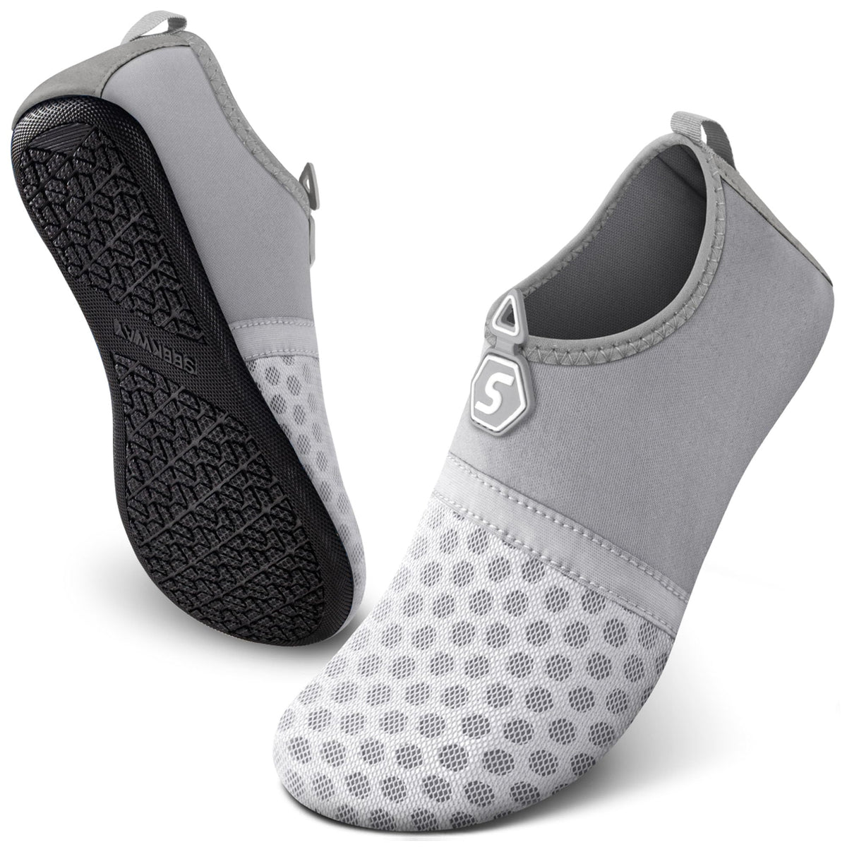 SEEKWAY Water Shoes Quick-Dry Aqua Socks Barefoot Slip-on for Beach Pool Swim River Yoga Lake Surf Women Men Black SK001