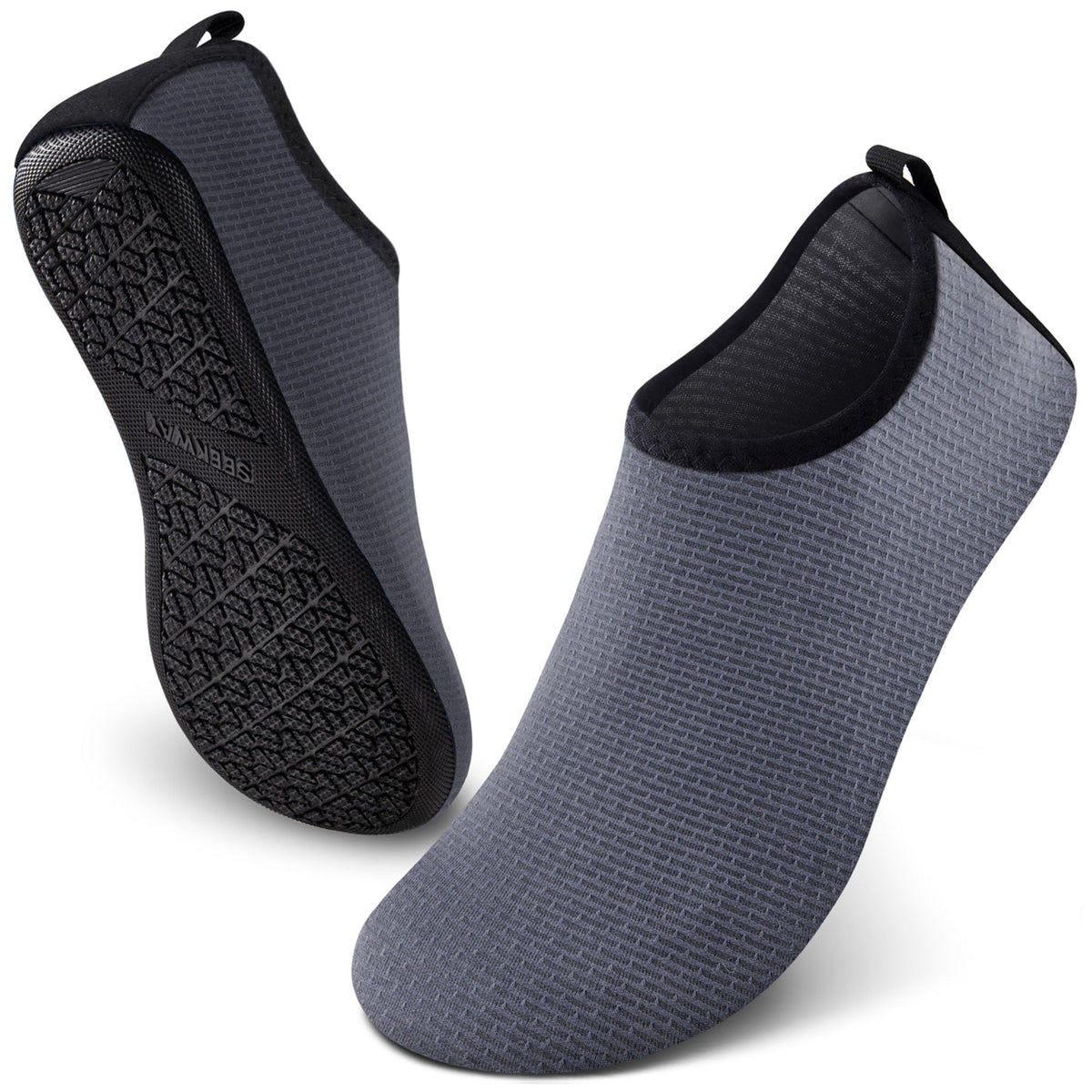 SEEKWAY Water Shoes Quick-Dry Aqua Socks Barefoot Slip-on for Beach Pool Swim River Yoga Lake Surf Women Men Black SK001