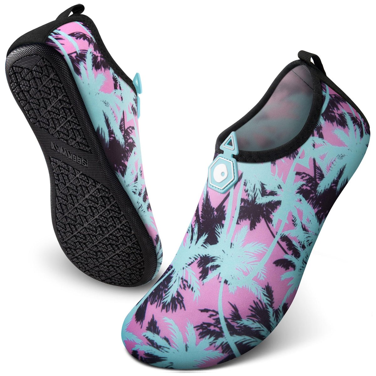 SEEKWAY Water Shoes Quick-Dry Aqua Socks Barefoot Slip-on for Beach Pool Swim River Yoga Lake Surf Women Men Black SK001