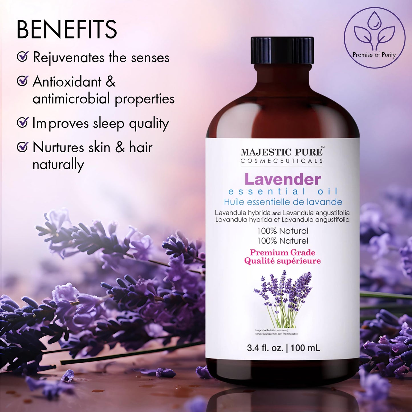 Majestic Pure Peppermint Essential Oil for Diffuser - 4 Fl Oz | 100% Natural Essentials Oils for Aromatherapy, Massage, Steam inhalation, Air Freshing, Soap and Candle Making