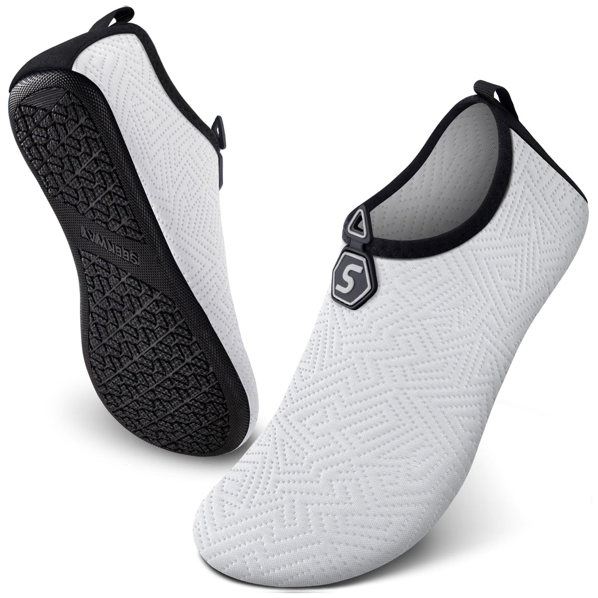 SEEKWAY Water Shoes Quick-Dry Aqua Socks Barefoot Slip-on for Beach Pool Swim River Yoga Lake Surf Women Men Black SK001