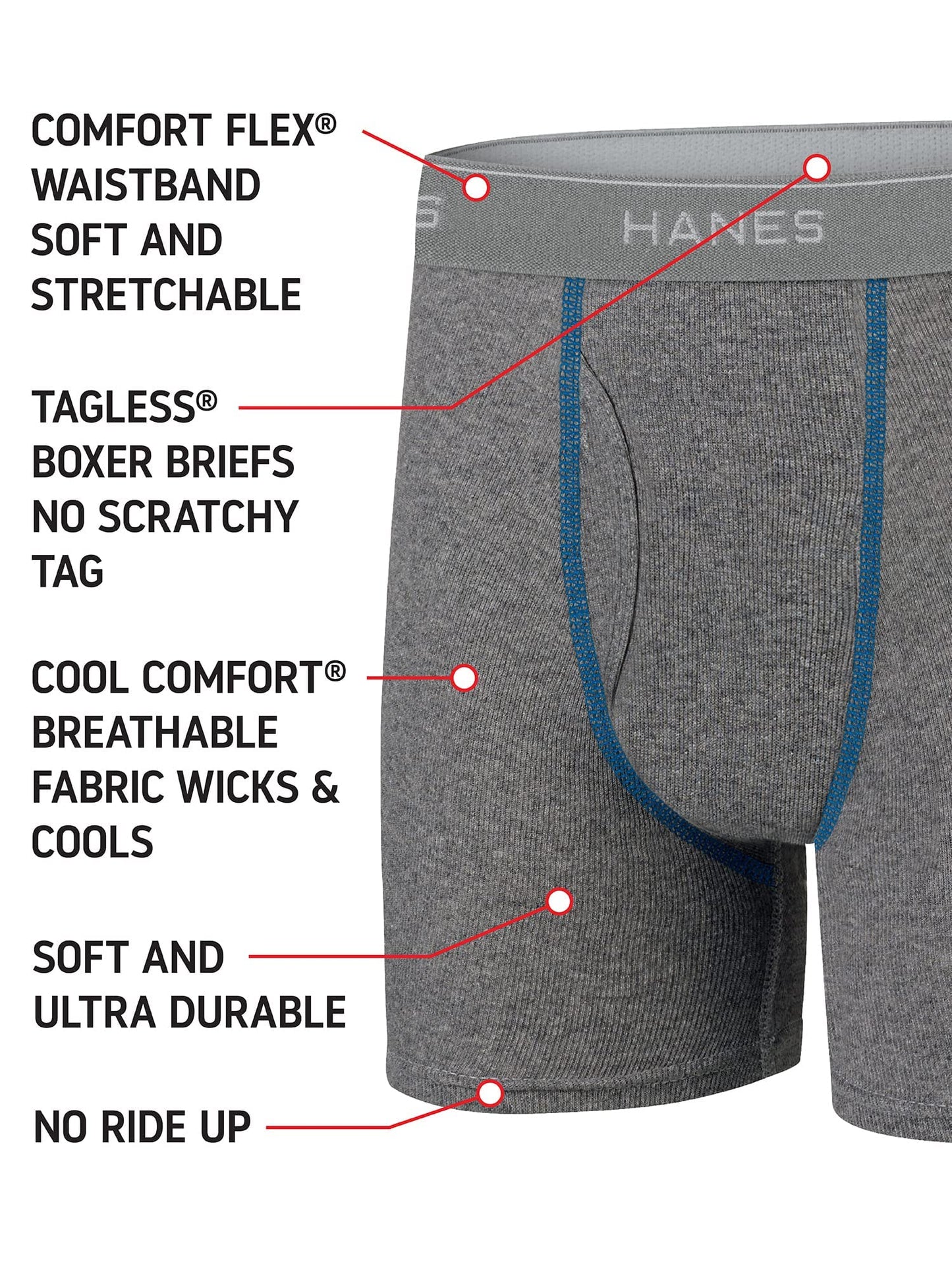 Hanes Boys' Underwear Boxer Briefs Or Briefs Pack, 8 Or 12 Pack, Cotton Stretch Underwear for Boys & Toddler Boys