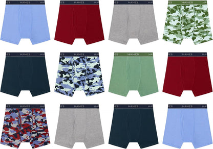 Hanes Boys' Underwear Boxer Briefs Or Briefs Pack, 8 Or 12 Pack, Cotton Stretch Underwear for Boys & Toddler Boys