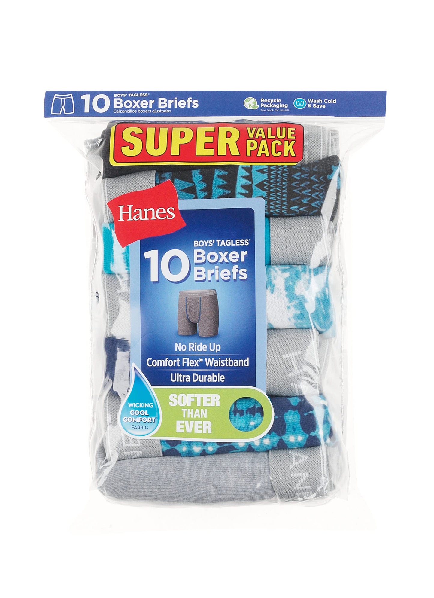 Hanes Boys' Underwear Boxer Briefs Or Briefs Pack, 8 Or 12 Pack, Cotton Stretch Underwear for Boys & Toddler Boys