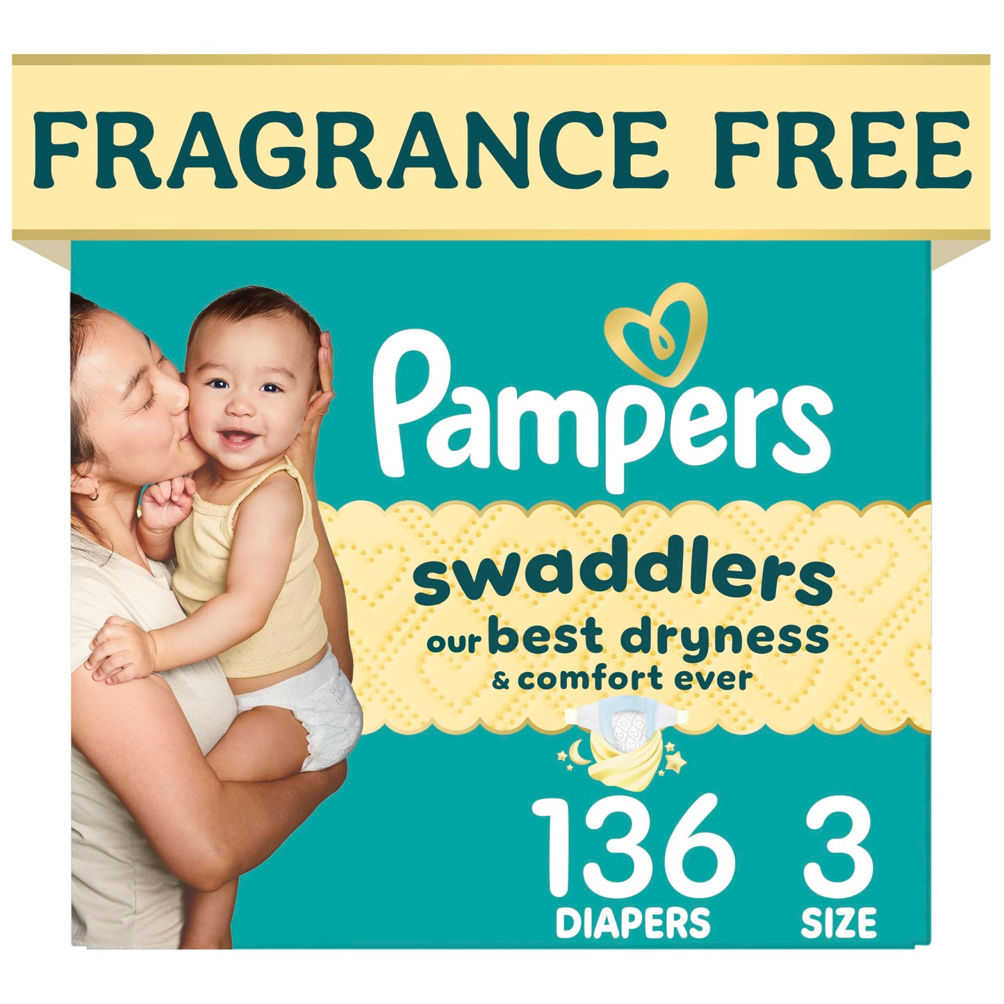 Pampers Swaddlers Diapers, Size 5 (20-37 lbs), 132 Count, Fragrance Free, Hypoallergenic, Absorbent, Pediatrician Recommended, Skin Safe