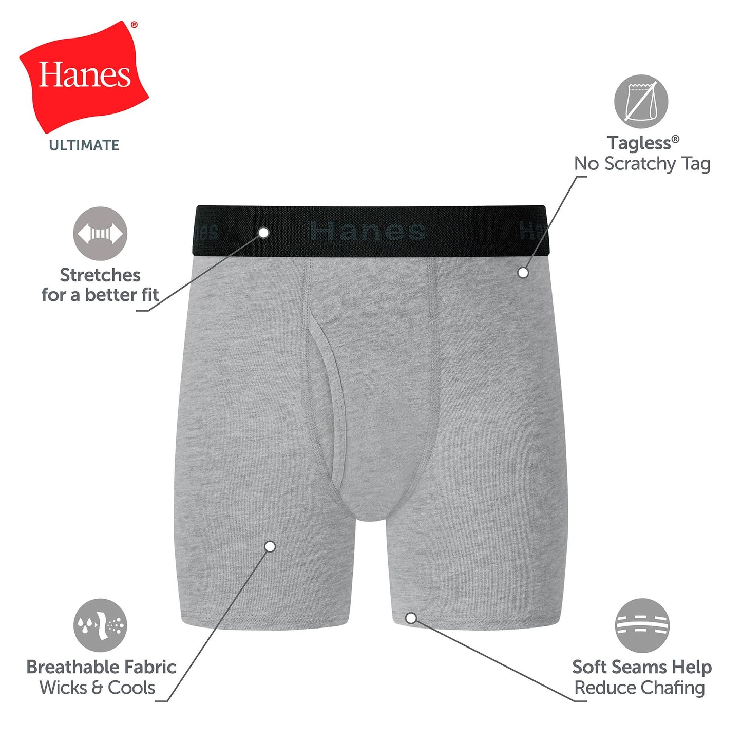 Hanes Boys' Underwear Boxer Briefs Or Briefs Pack, 8 Or 12 Pack, Cotton Stretch Underwear for Boys & Toddler Boys