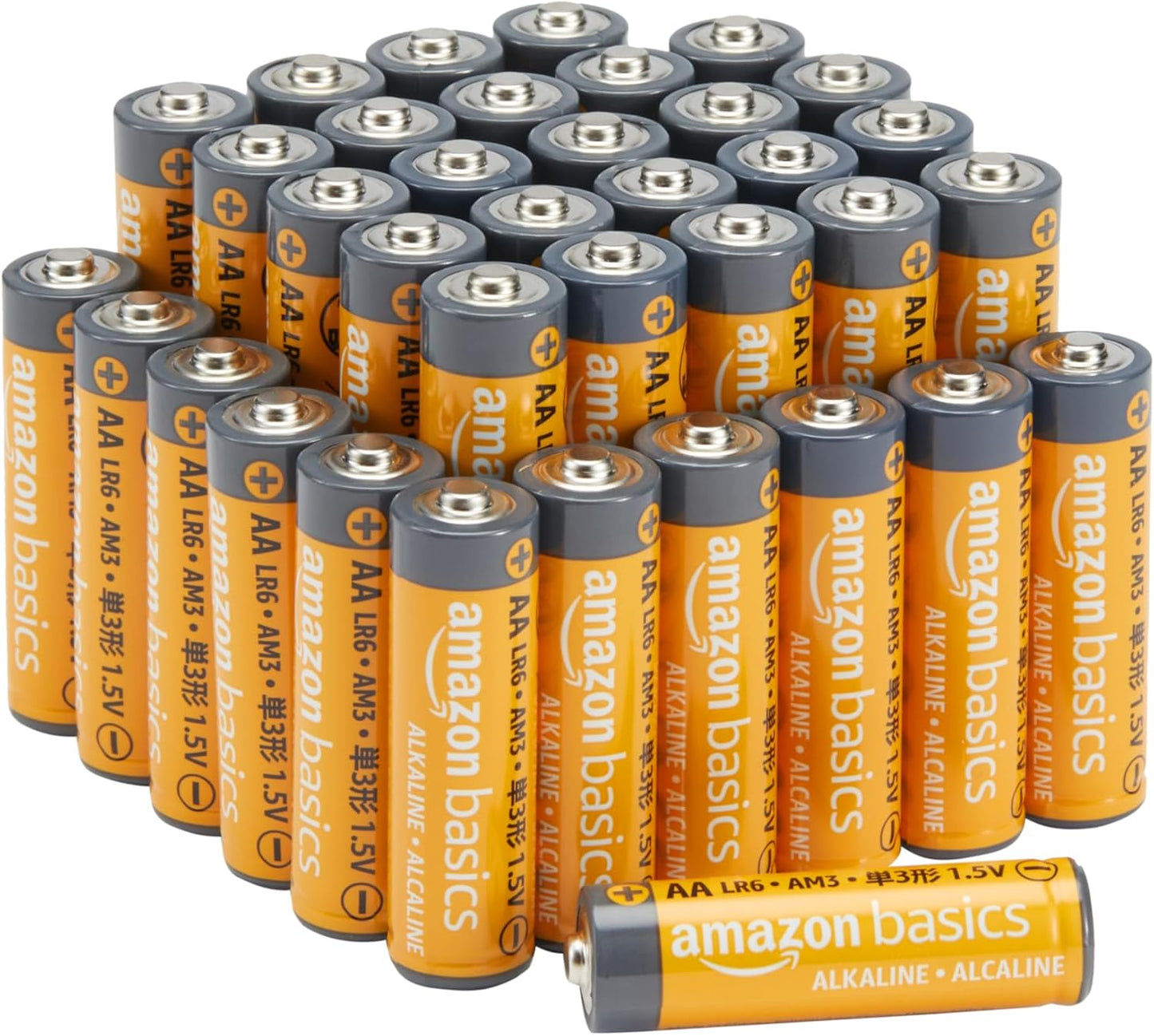 Amazon Basics 48 Pack AA High-Performance Alkaline Batteries, 10-Year Shelf Life, Easy to Open Value Pack