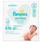 Pampers Sensitive Baby Wipes, Clinically Proven, Fragrance Free, Unscented, Water Based, Hypoallergenic, Multi-Use, Hand Wipes 1008 Wipes Total (18X Flip-Top Packs) [Packaging May Vary]