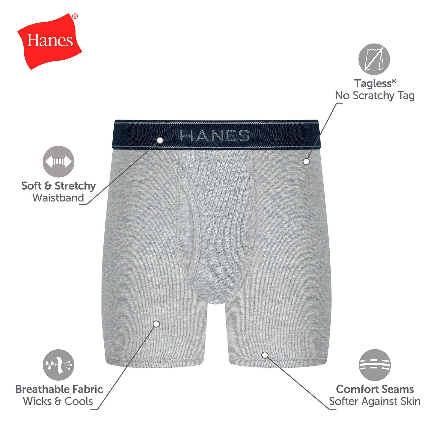 Hanes Boys' Underwear Boxer Briefs Or Briefs Pack, 8 Or 12 Pack, Cotton Stretch Underwear for Boys & Toddler Boys