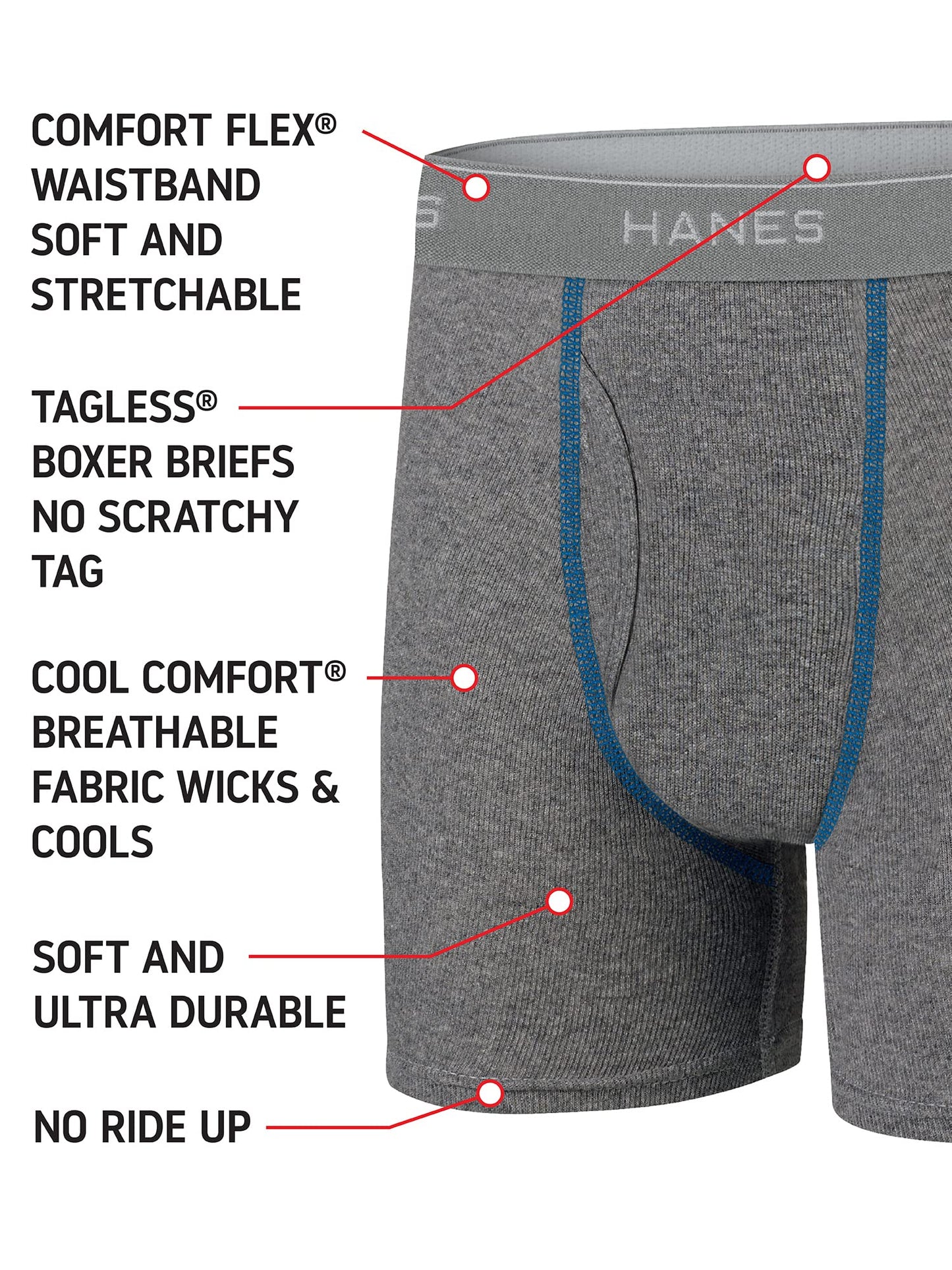 Hanes Boys' Underwear Boxer Briefs Or Briefs Pack, 8 Or 12 Pack, Cotton Stretch Underwear for Boys & Toddler Boys