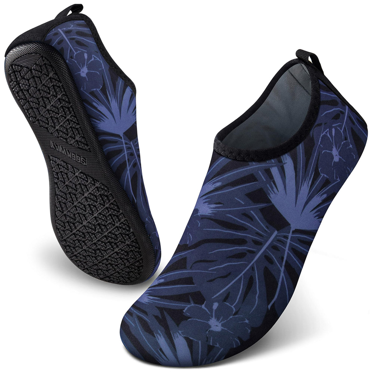 SEEKWAY Water Shoes Quick-Dry Aqua Socks Barefoot Slip-on for Beach Pool Swim River Yoga Lake Surf Women Men Black SK001