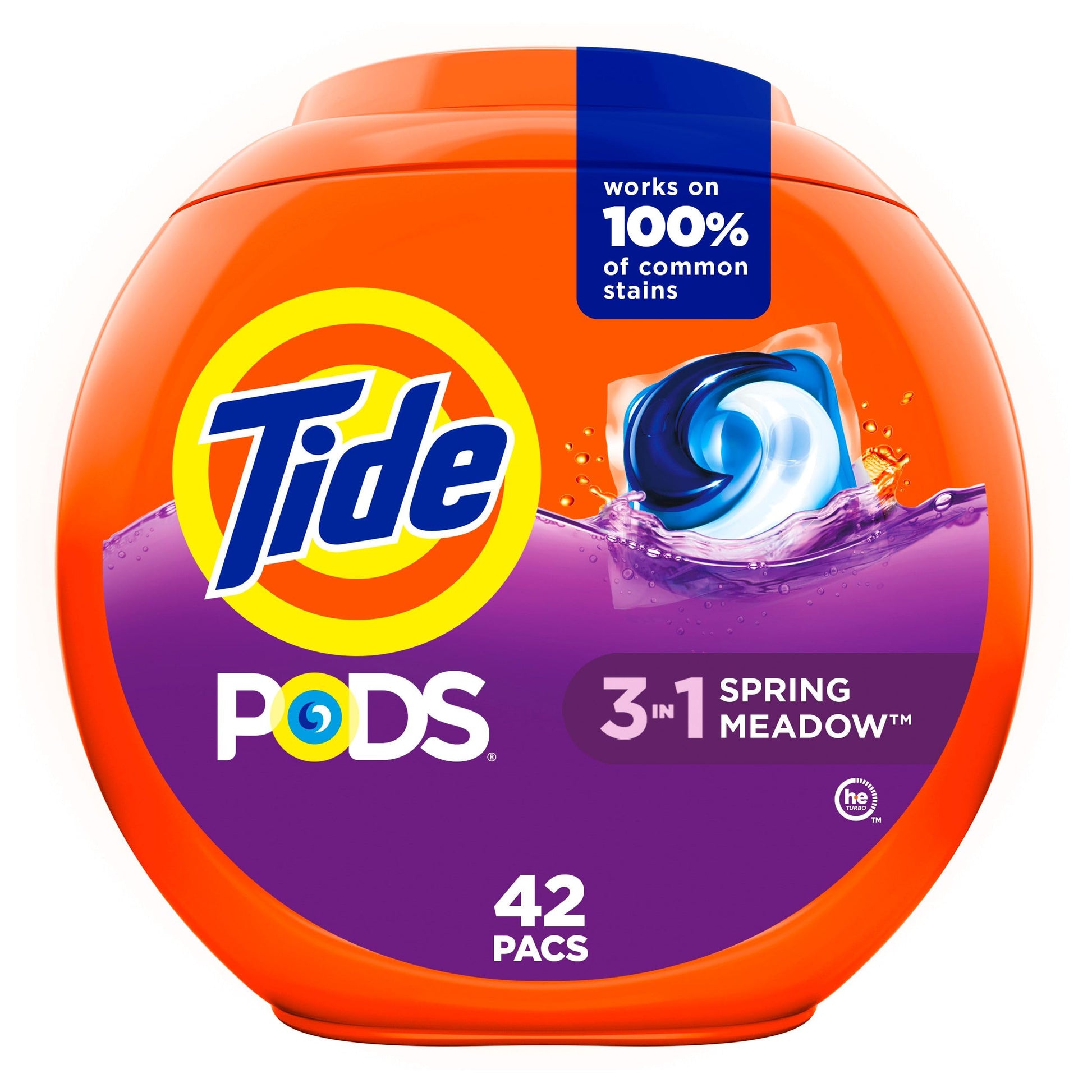 Tide PODS laundry detergent pacs, 3-in-1 Stain Remover, Odor Fighter, Color ProteCountor, 76 Count, HE compatible, Spring Meadow Scent