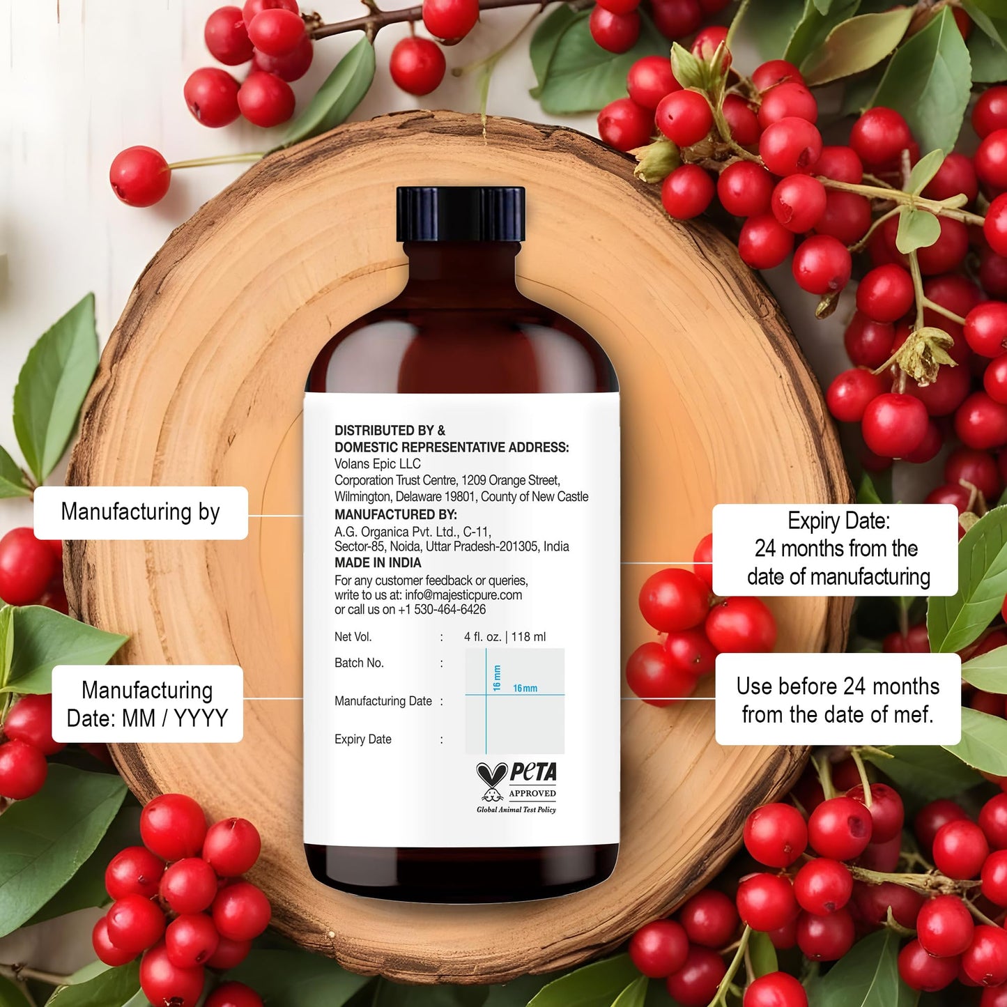 Majestic Pure Peppermint Essential Oil for Diffuser - 4 Fl Oz | 100% Natural Essentials Oils for Aromatherapy, Massage, Steam inhalation, Air Freshing, Soap and Candle Making