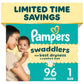 Pampers Swaddlers Diapers, Size 5 (20-37 lbs), 132 Count, Fragrance Free, Hypoallergenic, Absorbent, Pediatrician Recommended, Skin Safe