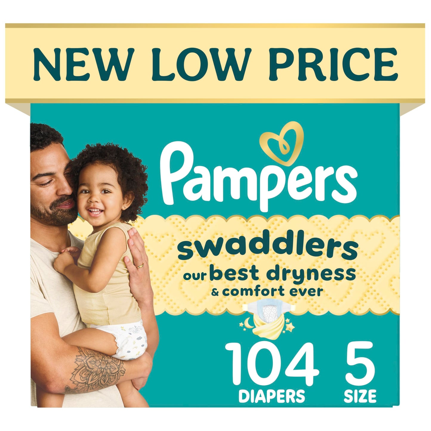 Pampers Swaddlers Diapers, Size 5 (20-37 lbs), 132 Count, Fragrance Free, Hypoallergenic, Absorbent, Pediatrician Recommended, Skin Safe