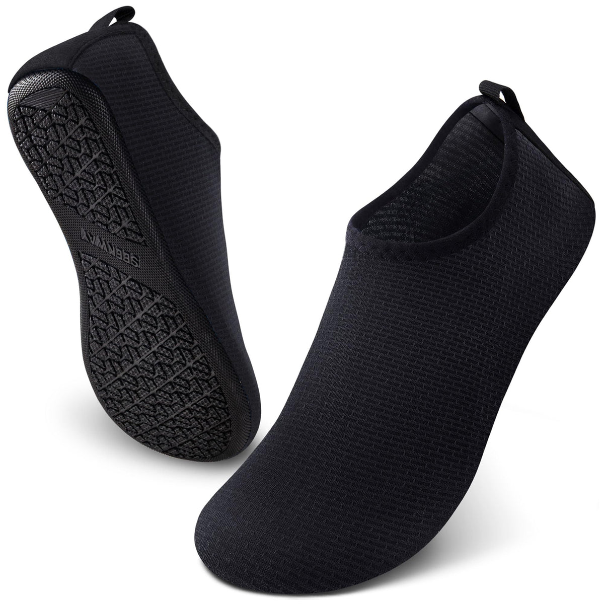 SEEKWAY Water Shoes Quick-Dry Aqua Socks Barefoot Slip-on for Beach Pool Swim River Yoga Lake Surf Women Men Black SK001