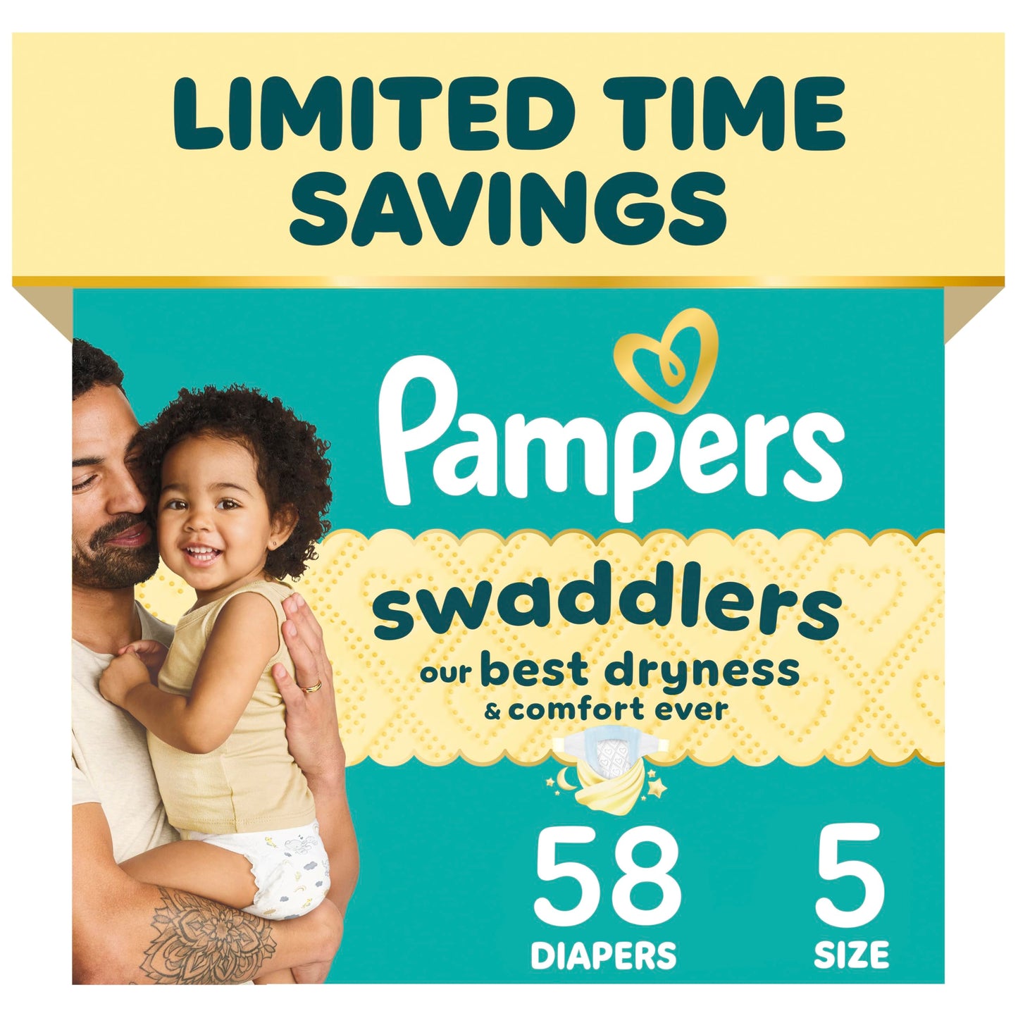 Pampers Swaddlers Diapers, Size 5 (20-37 lbs), 132 Count, Fragrance Free, Hypoallergenic, Absorbent, Pediatrician Recommended, Skin Safe