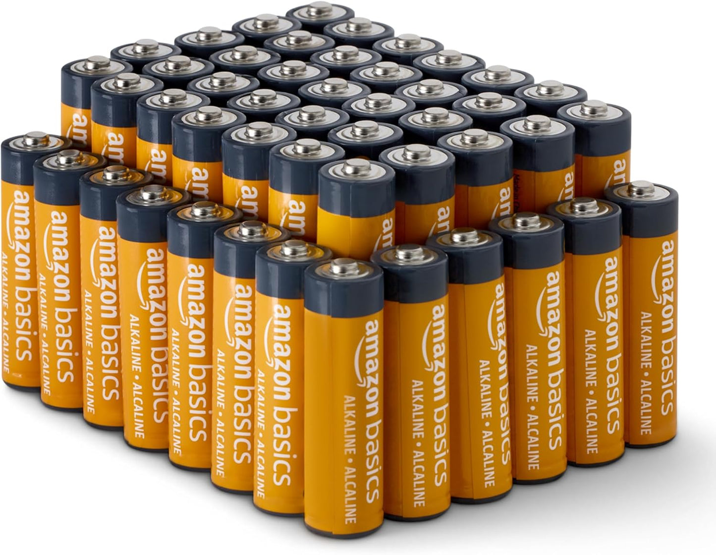 Amazon Basics 48 Pack AA High-Performance Alkaline Batteries, 10-Year Shelf Life, Easy to Open Value Pack